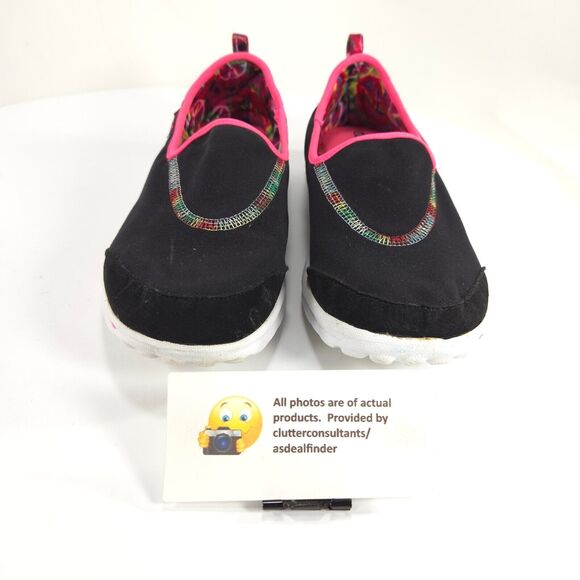 Skechers GoWalk Slip On Athletic Walking Shoe Girls Size 6 81020L Black Pink - Picture 2 of 9